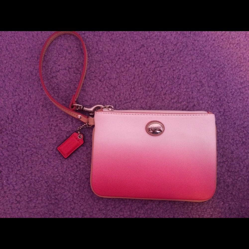 Hot pink coach wristlet